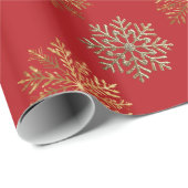 Red Elegant Gold Snowflake Pattern New Year winter Cadeaupapier (Rol Hoek)
