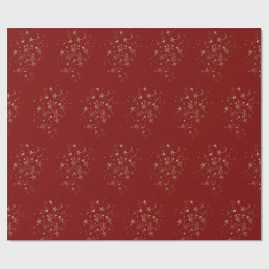 Red Elegant Gold Star Holiday New year Gifts Cadeaupapier (Vlak)