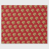 Red Elegant Gold Stars Pattern New Year winter Cadeaupapier (Vlak)