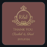 Red Elegant Golden Calligraphy Wedding Dank je Vierkante Sticker<br><div class="desc">, </div>