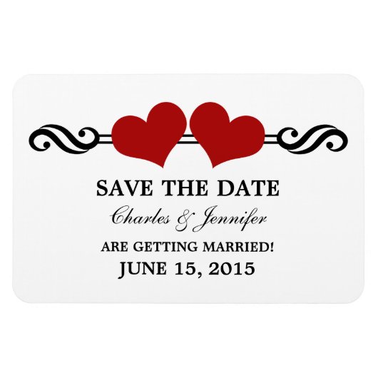 Red Elegant Hearts sparen de Magnet van de Datum Magneet (Horizontaal)