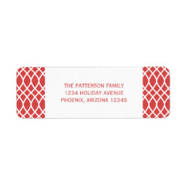 Red Elegant Lattice Holiday Adresetiketten Etiket