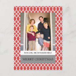 Red Elegant Lattice Holiday Photo Briefkaart