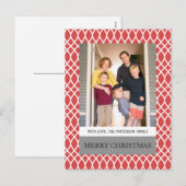 Red Elegant Lattice Holiday Photo Briefkaart (Voorkant / Achterkant)