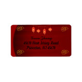 Red Elegant Lettered Calligaphy Script Address Etiket (Voorkant)