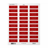 Red Elegant Maid of Honor Return Address Labels (Full Sheet)