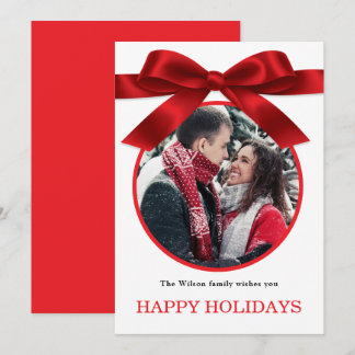 Red Elegant Merry Christmas Greeting Photo  Kaart