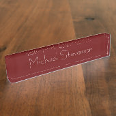 Red Elegant Modern Business Desk Naambordje (Zijkant)