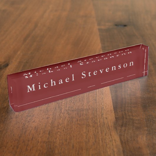 Red Elegant Modern Desk Naambordje (Zijkant)