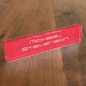 Red Elegant Modern Stylish Business Desk Naambordje (Zijkant)