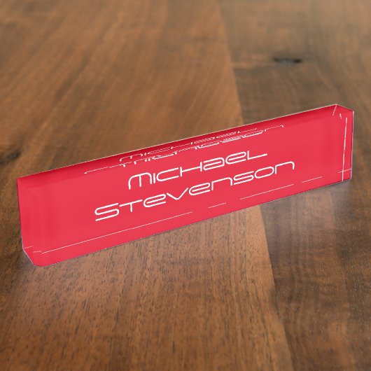 Red Elegant Modern Stylish Business Desk Naambordje (Zijkant)