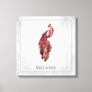 Red Elegant Peacock Canvas Afdrukken