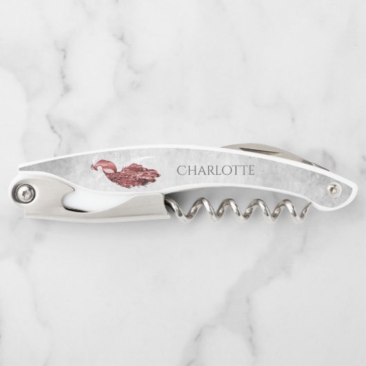 Red Elegant Peacock Corkschroef Kurkentrekker (Voorkant)