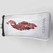Red Elegant Peacock Golf Head Hoesje Golfheadcover (Voorkant)