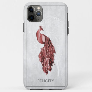 Red Elegant Peacock Hoesje-Mate iPhone Case