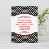 Red Elegant Quatrefoil Afstuderen Invitation Kaart (Staand voorkant)