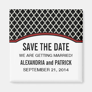 Red Elegant Quatrefoil sparen de Magnet van de Dat