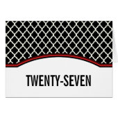 Red Elegant Quatrefoil Table Number Kaart (Voorkant Horizontaal)