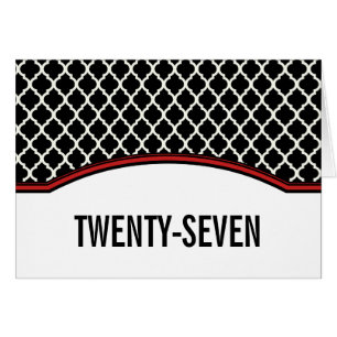Red Elegant Quatrefoil Table Number Kaart