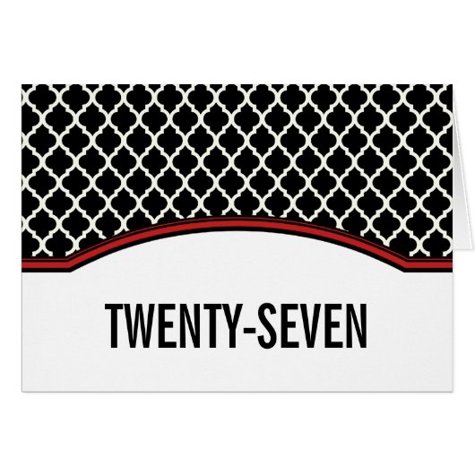 Red Elegant Quatrefoil Table Number Kaart (Voorkant Horizontaal)