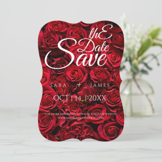 Red Elegant Save The Date Kaart (Staand voorkant)
