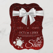 Red Elegant Save The Date Kaart (Voorkant / Achterkant)