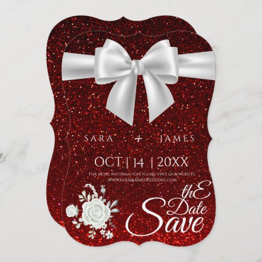 Red Elegant Save The Date Kaart (Voorkant / Achterkant)