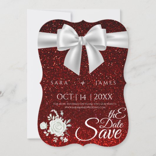 Red Elegant Save The Date Kaart (Voorkant)