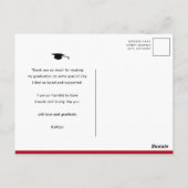 Red Elegant Script Chic Photo Afstuderen Hartelijk Briefkaart (Achterkant)