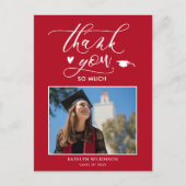 Red Elegant Script Chic Photo Afstuderen Hartelijk Briefkaart (Voorkant)