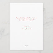 Red Elegant Script Merry Christmas Family 3 Photo Feestdagenkaart (Achterkant)