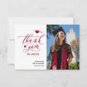 Red Elegant Script Minimalist Afstuderen Dank u Kaart (Voorkant)