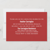 Red Elegant Script Photo Afstuderen nodigt uit Kaart (Achterkant)