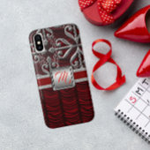 Red Elegant Silver Monogram Case-Mate iPhone Case