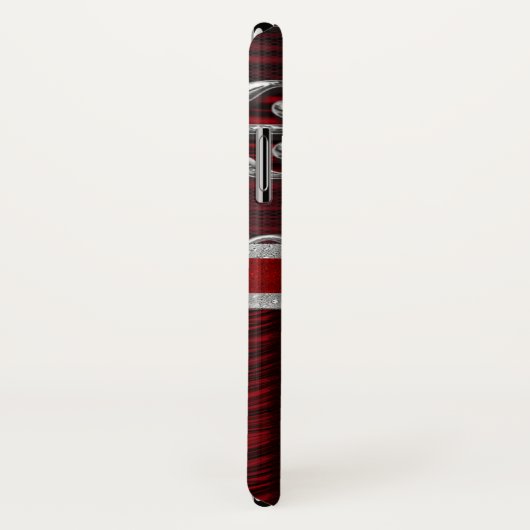 Red Elegant Silver Monogram Case-Mate iPhone Case (Achterkant / rechts)