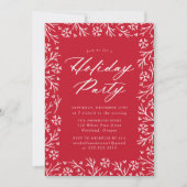 Red Elegant Snowflake Holiday Party Kaart (Voorkant)