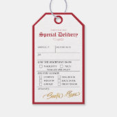 Red Elegant Special Delivery van Santa Claus Cadeaulabel (Voorkant)