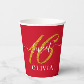 Red Elegant Sweet 16 Zestien Cup Papieren Bekers (Achterkant)
