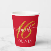 Red Elegant Sweet 16 Zestien Cup Papieren Bekers (Voorkant)