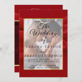 Red Elegant Vellum Wedding Invitation Kaart (Voorkant / Achterkant)