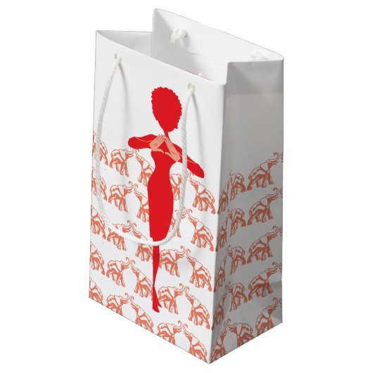 Red Elephant Girly afbeelding Klein Cadeauzakje (Achterkant Gekanteld)