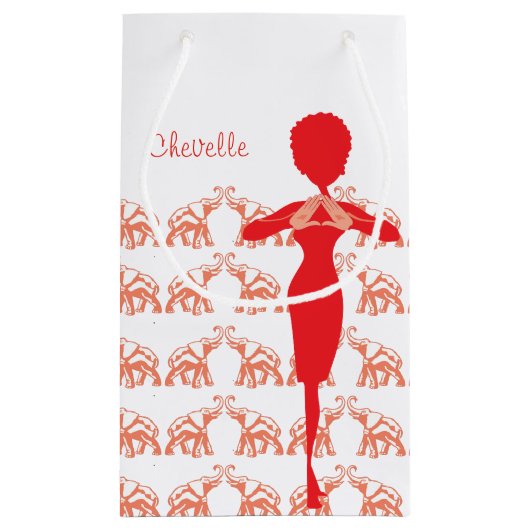 Red Elephant Girly afbeelding Klein Cadeauzakje (Achterkant)