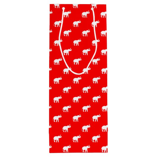 Red Elephant Girly afbeelding Wijn Cadeautas (Achterkant)