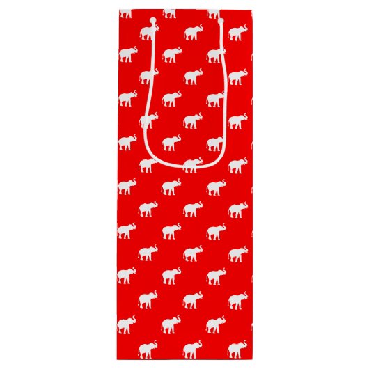 Red Elephant Girly afbeelding Wijn Cadeautas (Voorkant)