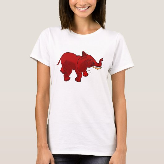 Red Elephant op Damas Shirt (Voorkant)