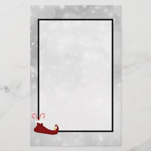 Red Elf Schoen op Silver Bokeh Achtergrond Briefpapier (Voorkant)