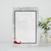 Red Elf Schoen op Silver Bokeh Achtergrond Briefpapier (Staand voorkant)