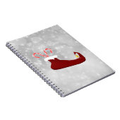 Red Elf Shoe met snoepjes op Bokeh-achtergrond Notitieboek (Rechterzijde)