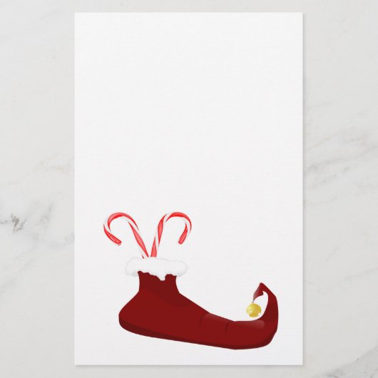 Red Elf Slipper met Candy Canes Scrapbook Paper Briefpapier (Voorkant)