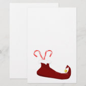 Red Elf Slipper met Candy Canes Scrapbook Paper Briefpapier (Voorkant / Achterkant)